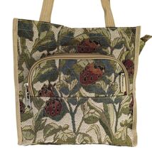 Vintage Bonvano USA Ladybug Tapestry 12" Tote Bag Zip Closure Double Top... - $25.00