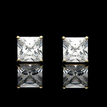 1/2 CT Princesse Simulé Diamant Boucles D&#39;Oreilles 14k or Jaune Plaqué - £51.83 GBP