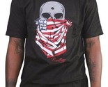 Deadline Mens Black American Flag Bandana Skull Bullet Hole T-Shirt USA NWT - $18.70