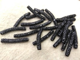 20pcs CZ Micro Pave 30x6mm hematite -black jet Pave Tube for Bracelet/Necklace,  - £15.73 GBP