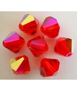 8 4mm Swarovski 5301 Crystal Bicones -- Light Siam AB - $1.22