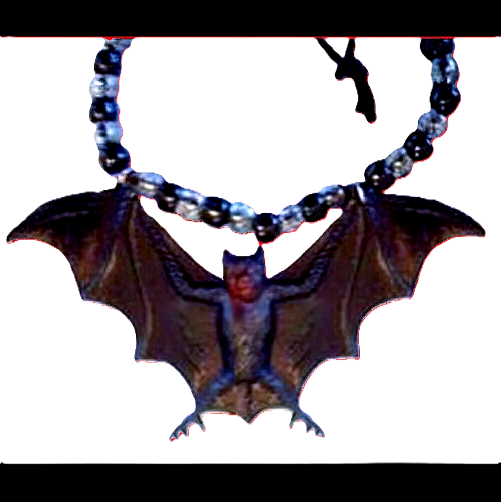 Funky Black Gothic GIANT BAT PENDANT NECKLACE Emo Vampire Amulet Costume... - $6.83
