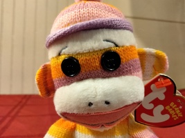 Ty Beanie Babies Sock The Bright Pastel Colorful Sock Monkey (Button Eyes) - £11.15 GBP