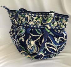Vera Bradley Tote Bag blue floral paisley pattern medium size bag - £14.55 GBP