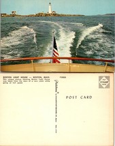 Massachusetts Boston Lighthouse View From Stern American Flag Vintage Postcard - £7.40 GBP