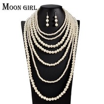 Wedding Fashion Pearl choker African Beads Jewelry Set 2016 statement very long  - £19.24 GBP