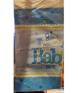 Welcome Little One Baby Boy Blue Train Shower Party Decoration Paper Tab... - £7.28 GBP