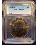 1976-D $1 Eisenhower Ike Dollar Clad Type 2 MS65 ICG Certified Gem Brill... - $19.99