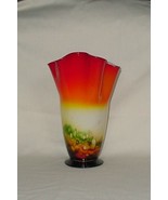 LARGE ART CAMEO GLASS VASE VIBRANT COLORS CHARLES SCHNEIDER-ESQUE - $45.00