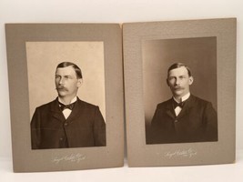 Antique Cabinet Cards two of same man Mustache New York - £9.45 GBP