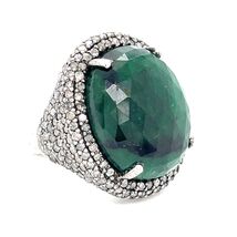 Safia Designer Facettiert Smaragd &amp; Pavé Diamantring Größe 7 - $6,296.51