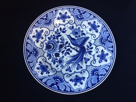 Grande Blu e Bianco Antico Porcellana Cinese Piastra, Fiori, Uccello. Marchiato - £119.18 GBP