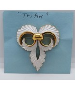 Beautiful Signed Trifari goldtoned with white brooch - $16.08