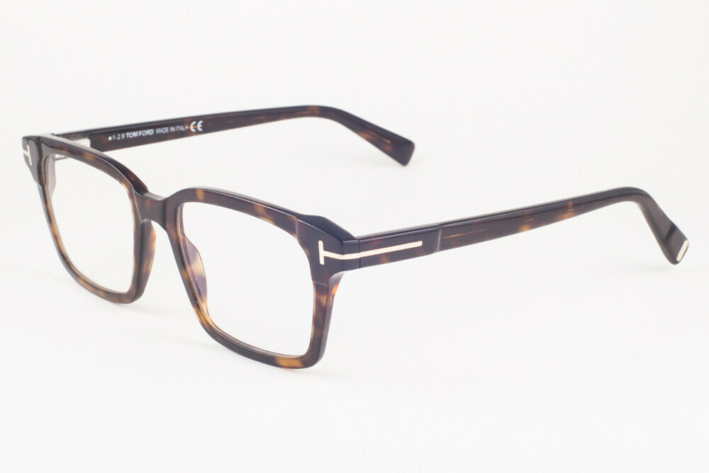 Tom Ford 5661 052 Shiny Black Tortoise / Blue Block Eyeglasses TF5661 052 49mm