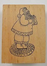 Wood Mounted Rubber Stamp By Rubber Inkpressions Santa Holding Present C... - £6.24 GBP