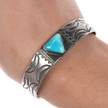 6 3/8&quot; Navajo Ike Wilson (1900-1942) sterling and turquoise cuff bracelet - £916.37 GBP