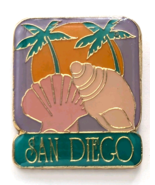 San Diego Sun Palm Trees Seashells Enamel Pin Coastal California Souvenir - €11,05 EUR