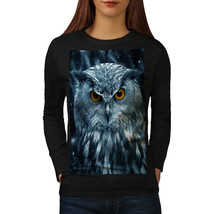 Wellcoda Wild Looking Owl Womens Long Sleeve T-shirt, Mother Casual Design - £18.90 GBP