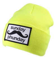 Team Phun Sunday Naranja Neón Rosa Amarillo Verde Skullie Gorro Sombrero NW - $12.70