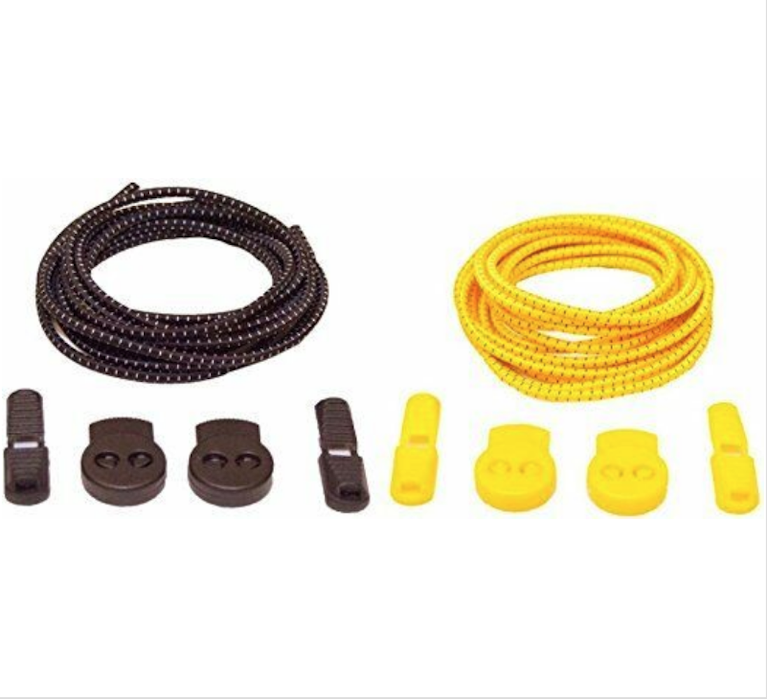 Elastic No Tie Shoelaces for Adults and Children (2-Pack) Black and Yellow