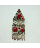 VINTAGE MADE IN ISRAEL 925 STERLING SILVER CARNELIAN  FILIGREE BROOCH PE... - $1,806.17 MXN