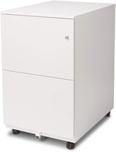 Aurora Modern Soho Design 2-Drawer Metal Mobile File Cabinet With Lock, White - £196.27 GBP