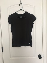 Champion Women&#39;s Black Short Sleeve Shirt Top V-Neck Size Medium - £24.23 GBP