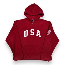 Vintage Polo Sport RL Spell Out Flag Fleece Hoodie Pullover XL Made In USA - $44.54