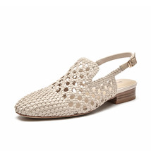Weave Sandals Women Microfiber Leather Flats Cover Toe Slingback Elegant Ladies  - £136.85 GBP