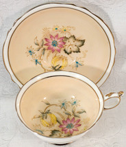 Paragon Cup &amp; Saucer Fall Flowers Cream By Appt to HM The Queen &amp; HM Queen Mary - £120.18 GBP