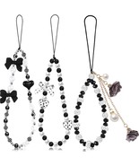 3 Pcs Phone Charms Strap Beaded Pearl Butterfly Flower Phone Strap Cute ... - €11,94 EUR