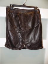 LEIFSDOTTIR Cocoa Brown Detailed Trim Leather Skirt  Size 6 Women&#39;s SOLD... - $108.10