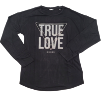 GUESS Big Girls Long Sleeve Jersey T-shirt Black True Love Size 12 - £15.45 GBP
