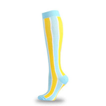 Blue and Yellow Vertical Striped Knee High (Compression Socks) - $6.68