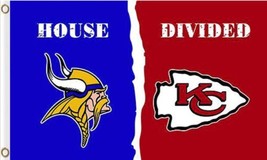 Minnesota Vikings and Kansas City Cheifs Divided Flag 3x5ft - £13.89 GBP