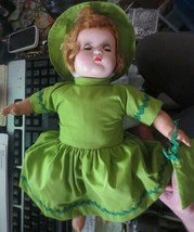 Horsman Girl Baby Doll Cloth body Vinyl hard plastic head Sleep Eyed Red... - $18.49