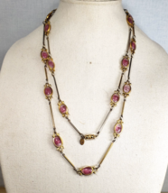 Vintage Signed Les Bernard INC. Acrylic Pink Parfait 50" Barrow Clasp Ne... - $52.19