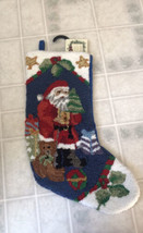 Christmas Needlepoint Stocking Santa Claus Holiday Ridgefield Home FREE Shipping - £23.04 GBP