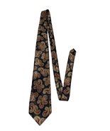 Johnny Carson Mens Silk Tie Paisley Black Gold Red Made in USA Vintage - $18.00