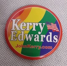 John Kerry Edwards Presidential Campaign Rainbow Gay Pride Pin Button Pinback - £10.34 GBP