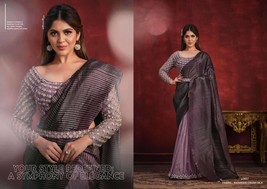 Banarasi Crush Silk Saree with Net and Satin Silk Stitched Blouse || Add on Desi - £132.49 GBP