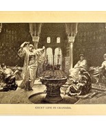 Court Life In Granada Victorian Print 1901 Woman History Ephemera DWP4C - $27.32 CAD