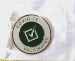 Covid 19 Vaccinated Check Mark Multi Colored Collectible Pin Pinback But... - £10.97 GBP