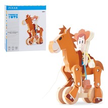 Disney Pixar Wooden Toys Toy Story Woody &amp; Bullseye Pull-Along Toy, Officially L - £29.56 GBP