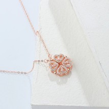 Sterling Silver 925 Four Leaf Heart Shape Necklace For Women Luxury Jewelry - £20.78 GBP