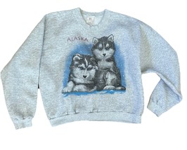 VTG 90s All Over Graphic Beautiful Snowing Huskies Sweatshirt Beaver Cre... - $760.11 MXN