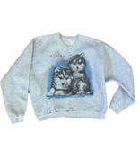 VTG 90s All Over Graphic Beautiful Snowing Huskies Sweatshirt Beaver Cre... - €34,12 EUR