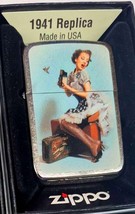 Retro Pinup  Sitting On Suitcases W/Camera 1941 Replica Zippo Lighter - $52.94 CAD