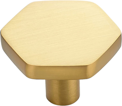 Gold Color Cabinet Knobs 20 Pack Solid Kitchen Cabinet Knobs Hexagon 1.1&#39;&#39; - £39.14 GBP