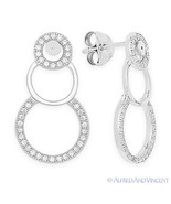 Circle Charm Micro-Pave Cubic Zirconia CZ Crystal Sterling Silver Drop E... - €41,77 EUR